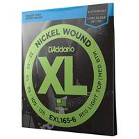 D'Addario Elektrische bassnaren – XL EXL165-6 – 6 snaren – lange schaal, gepersonaliseerd licht, 32-135 – 1 verpakking