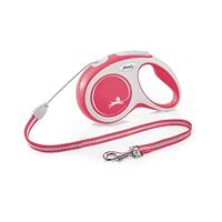 Flexi Nieuw Comfort Cord Grijs & Rood Kleine 8m intrekbare hondenriem/riem voor honden tot 12kgs/26lbs