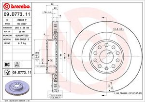 Remschijf BREMBO, Remschijftype: Binnen geventileerd, u.a. für Tesla