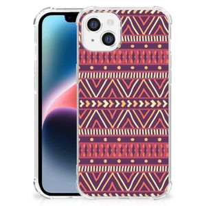 Apple iPhone 14 Plus Doorzichtige Silicone Hoesje Aztec Paars