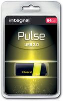 Integral Pulse USB 2.0 stick, 64 GB, zwart/geel