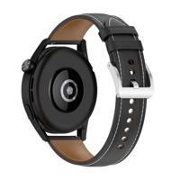 By Qubix - Compatible met Garmin Venu 2 / Garmin Venu 3 - Luxe leren bandje - Zwart - leather - Compatible Garmin bandje - Bandbreedte: 22mm