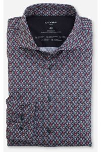 OLYMP Luxor 24/Seven Modern Fit Jersey shirt blauw/rood, Motief