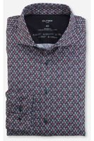 OLYMP Luxor 24/Seven Modern Fit Jersey shirt blauw/rood, Motief - thumbnail