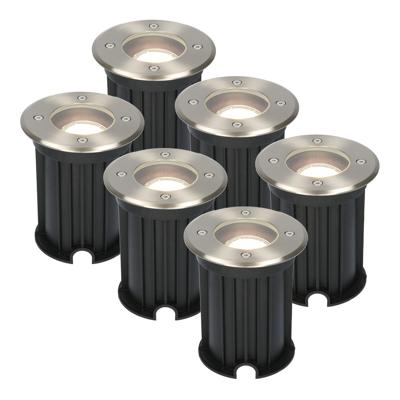 Set van 6 Maisy LED Grondspot - Dimbaar - Rond - Ø12cm - GU10 - 5 Watt 400 Lumen - 4000K neutraal wit - RVS - IP67 waterdicht - Tuinspot - Oprit
