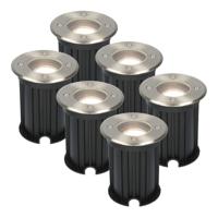 Set van 6 Maisy LED Grondspot - Dimbaar - Rond - Ø12cm - GU10 - 5 Watt 400 Lumen - 4000K neutraal wit - RVS - IP67 waterdicht - Tuinspot - Oprit