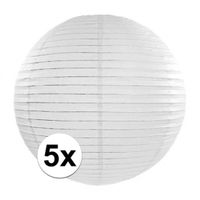 5x Luxe witte bol lampionnen van 35 cm