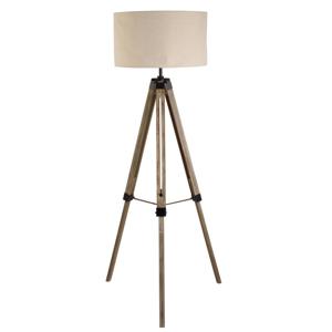 Searchlight Landelijke vloerlamp Easel 145cm Tripod hout met taupe EU6006BR