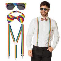 Boland - Feest accessoires set, 3-delige set, bril, strik en bretels, glimmende pailletten, kostuum accessoires, carnaval, oudejaarsavond, thema feest