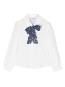 Simonetta blouse transparent à col lavallière - Blanc