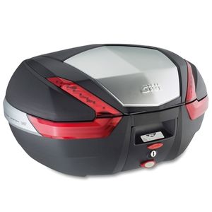 GIVI V47 Monokey Topkoffer, Topkoffers en zijkoffers voor de moto, rode reflectoren, aluminium afwerking