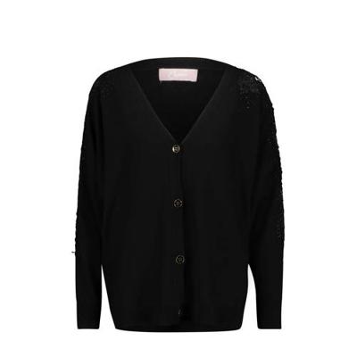 Cassis fijngebreid vest met kant zwart/goud Cassis fijngebreid vest met kant zwart/goud