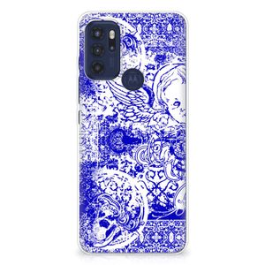 Silicone Back Case Motorola Moto G60s Angel Skull Blauw