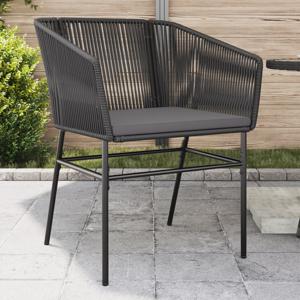 Tuinstoelen 2 st met kussens poly rattan zwart