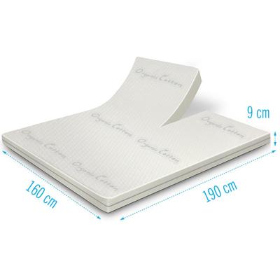 Splittopper Organic Cotton Koudschuim 160x190 dikte 9 cm