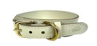 Sazzz halsband voor hond pioneer classic leer creme 37-45x3,5 cm