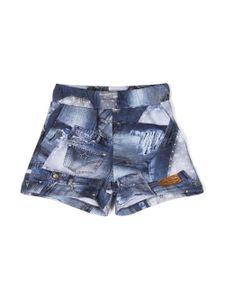 Chiara Ferragni Kids short à imprimé patchwork - Bleu