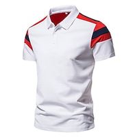 Voor heren POLO Shirt Golfshirt Casual Polo kraag Klassiek Korte mouw Casual Effen Kleur Knoop voorzijde Lente zomer Normale pasvorm Wit Rood Marineblauw POLO Shirt Lightinthebox