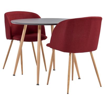 vidaXL 3-delige Eethoek stof wijnrood vidaXL 3-delige Eethoek stof wijnrood