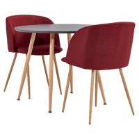 vidaXL 3-delige Eethoek stof wijnrood