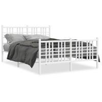 Bedframe met hoofd- en voeteneinde metaal wit 140x190 cm - thumbnail