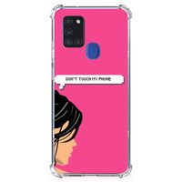 Samsung Galaxy A21s Anti Shock Case Woman Don't Touch My Phone - thumbnail