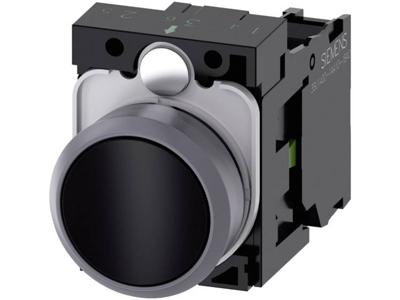 Siemens SIRIUS ACT 3SU1130-0AB10-1BA0 Druktoets Kunststof frontring, Bedieningsknop vlak Zwart 1 stuk(s)