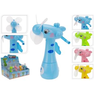 Blauwe waterspray ventilator giraffe 15 cm voor kinderen