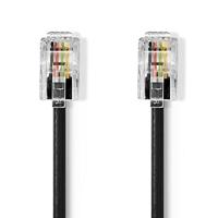 Telefoon spiraalkabel RJ10 - RJ10 / zwart - 2 meter