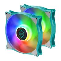Iceberg Thermal IceGALE adresseerbare RGB 140 mm PWM dubbele kogellager ARGB-behuizingsventilator case fan 2-pack, groenblauw