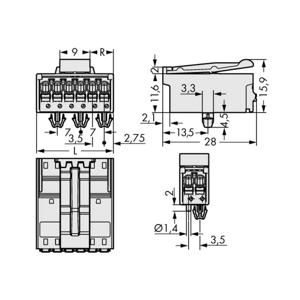 WAGO 2091-1524/020-000 Male behuizing (board) 2091 Totaal aantal polen: 4 Rastermaat: 3.50 mm Inhoud: 200 stuk(s)