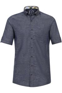 Redmond Casual Regular Fit Linnen Overhemd Marine, Effen