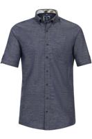 Redmond Casual Regular Fit Linnen Overhemd Marine, Effen - thumbnail