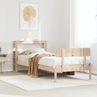 vidaXL Bedframe met hoofdbord massief grenenhout 90x200 cm, bed, bed ombouw, boxspring, bedbodem, slaapkamermeubel, eenpersoonsbed, 1 persoonsbed