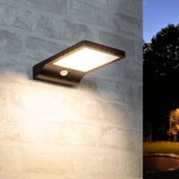 Solar wandlamp slim met 36 leds en bewegingsmelder zwart op zonne energie