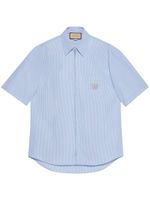 Gucci chemise rayée en coton à logo brodé - Bleu