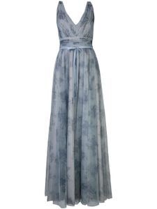 Marchesa Notte Bridesmaids robe à fleurs en tulle - Bleu