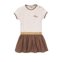 Koko Noko ribgebreide jurk met glitters camel/beige