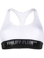 Philipp Plein brassière de sport en coton à logo strassé - Blanc - thumbnail