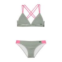 Protest gestreepte triangel bikini Kalia donkergroen/wit