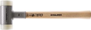 Halder Kunststofhamer | lengte 370 mm hoofd-d. 70 mm | hickory terugslagvrij | hard nylon wit | 1 stuk - 3366.070 - 3366.070