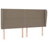 vidaXL Hoofdbord met randen 203x23x118/128 cm stof taupe, hoofdeinde, houten hoofdeinde, bedonderdeel, houten hoofdbord, slaapkamermeubel