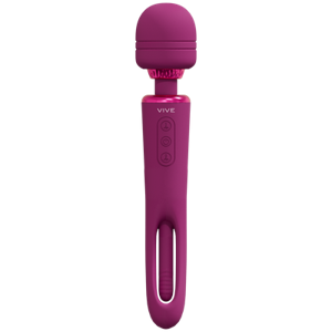 VIVE by Shots Kiku - Double Ended Wand with Innovative G-Spot Flapping Stimulator - Pink