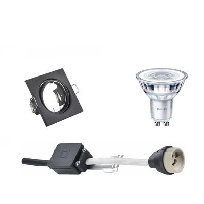 Philips - Led Spot Set - Corepro 840 36d - Gu10 Fitting - Inbouw Vierkant - Mat Zwart - 4.6w - Natuurlijk Wit 4000k -