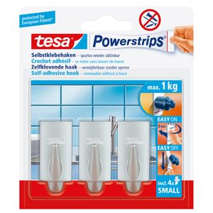 tesa POWERSTRIPS® Zelfklevende haak Small Trend Chroom (mat) Inhoud: 3 stuk(s)