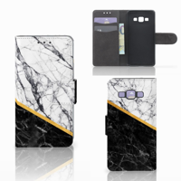 Samsung Galaxy A3 2015 Bookcase Marmer Wit Zwart - Origineel Cadeau Man