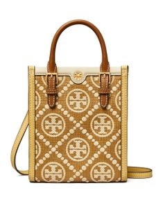 Tory Burch sac cabas en raphia à motif monogrammé - Bleu