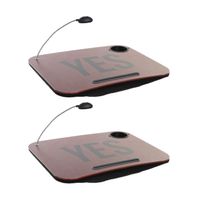 2x stuks schootkussens/laptrays met LED verlichting 48 x 38 cm Yes print terracotta