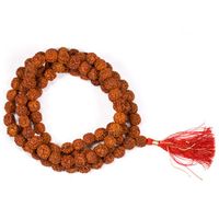 Mala Rudraksha 108 Kralen Met Rode Kwast (1,1 cm) - thumbnail