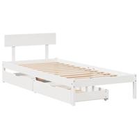 vidaXL Bedframe met lades massief grenenhout wit 90x200 cm, bed, bed ombouw, boxspring, bedbodem, slaapkamermeubel, stapelbed, twijfelaar bed